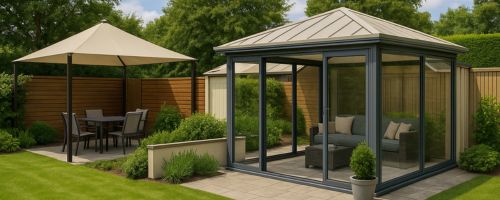 تركيب عشب صناعي بالرياض مع مظلات وسواتر لجلسة مريحة